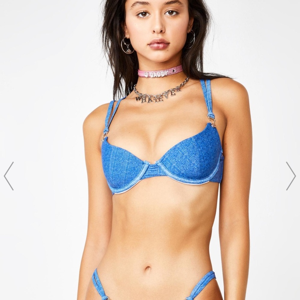 Dolls kill denim bikini worn once